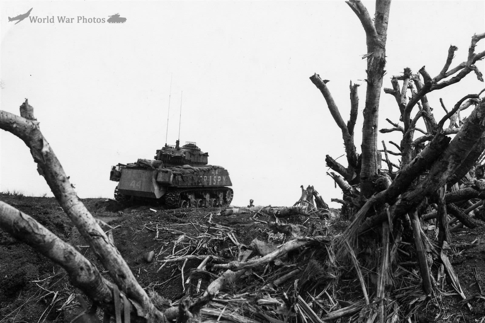 Crispy Marine M4 Sherman Flame Tank on Iwo Jima