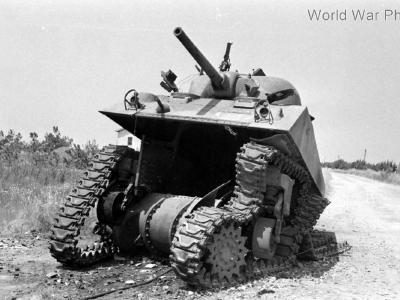 Destroyed M4 in Borgo Sabotino, Italy May 1944 3