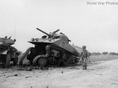 Destroyed M4 in Borgo Sabotino, Italy May 1944