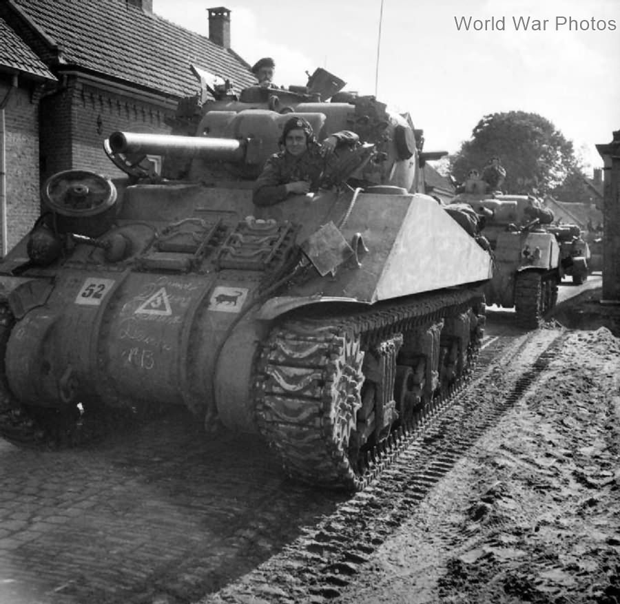 British M4 of the 11th Armoured Division in Deurne Belgium 26 September 1944