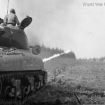 Flame Throwing M4A1(76)W Sherman of 70th Tank Battalion in action
