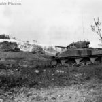 Sherman Composites (Hybrid) flame thrower in action Okinawa June 1945