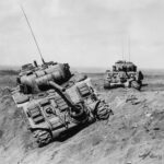 Two Knocked Out Marine M4 Sherman Tanks on Iwo Jima