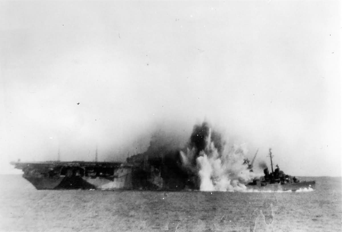 Destroyer USS Halsey Powell DD-686 Hit By Japanese Kamikaze Plane Off Kyushu