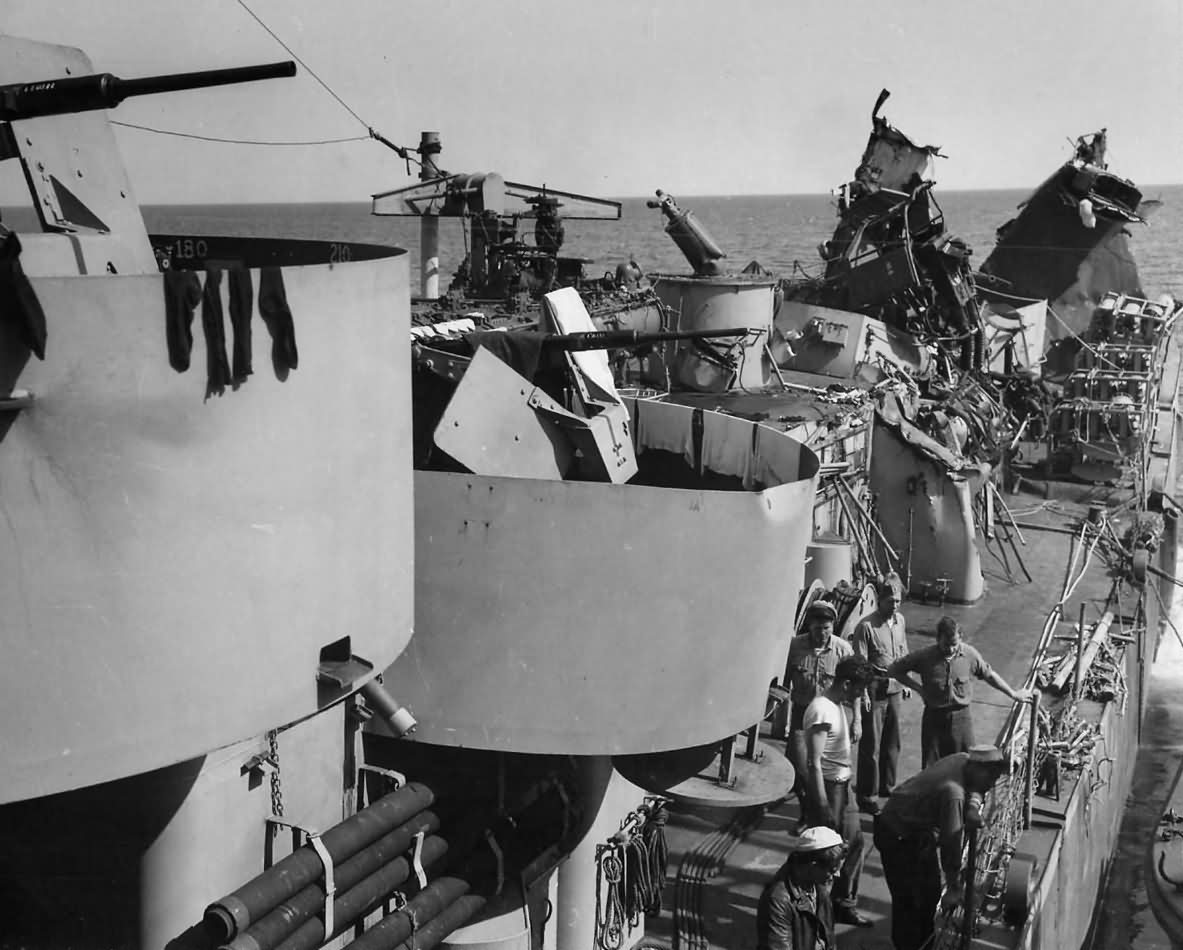 Destroyer USS Menges DE-320 after Hit by German Torpedo from U 371 May 1944