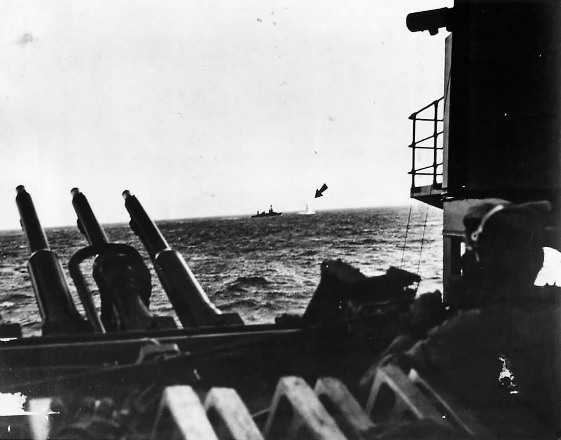 Cruiser USS Northampton CA-26 Under Attack by Japanese Planes at Wake 1942