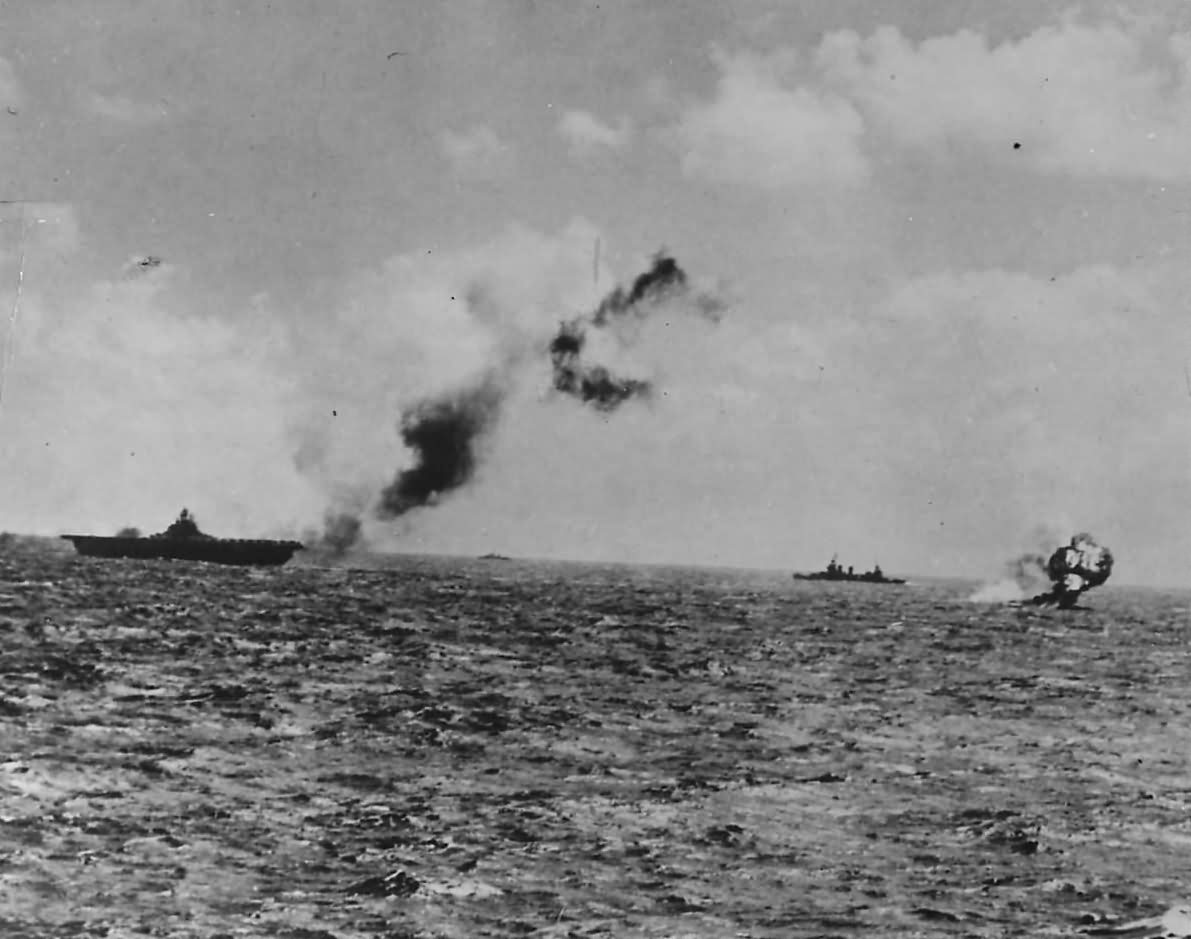 US Navy Carrier Downs Japanese Torpedo Plane in Marshalls 1944