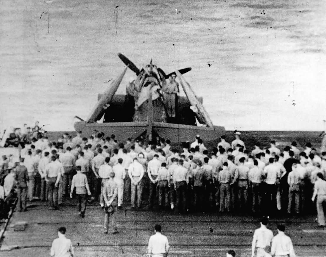 US Navy Pilot buried at sea inside battered TBF 2nd Battle of Philippines