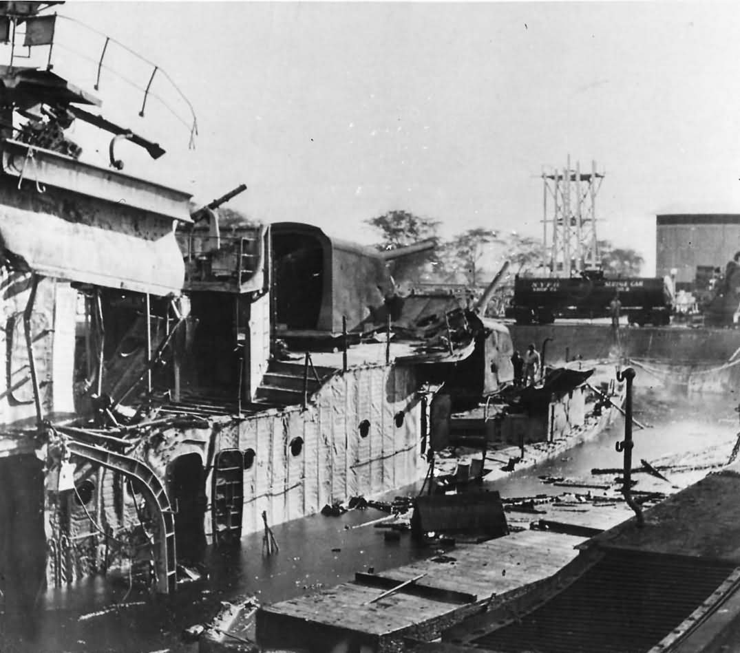 Wreckage of Destroyer USS Downes (DD-375) After Pearl Harbor Attack