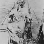 Destroyer USS Morris DD-417 hit by suicide plane off Kerama Retto April 1945