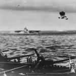 Kamikaze explode in mid air over carrier USS Bennington CV-20