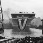 Launch of US Aircraft Carrier USS Shangri-La CV-38 24 February 1944