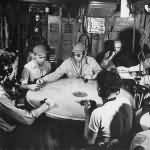 Troops plotting in radar room aboard an Essex class aircraft carrier 1944