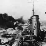 USS Salt Lake City CA-25 Fires Guns during Bombardment Pacific 1942