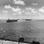 U S Navy Escort Carriers Move Thru Pacific on Mission 1945