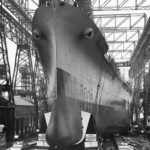 Launch of U.S. Navy battleship USS Alabama BB-60 at the Norfolk Navy Yard.16 February 1942