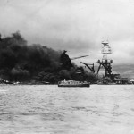 Burning Battleship USS Arizona BB-39 Following Japanese Attack on Pearl Harbor
