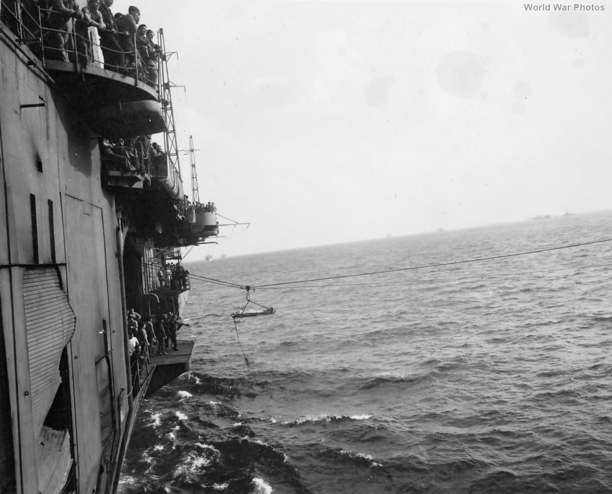 Transfer of wounded from USS Bunker Hill