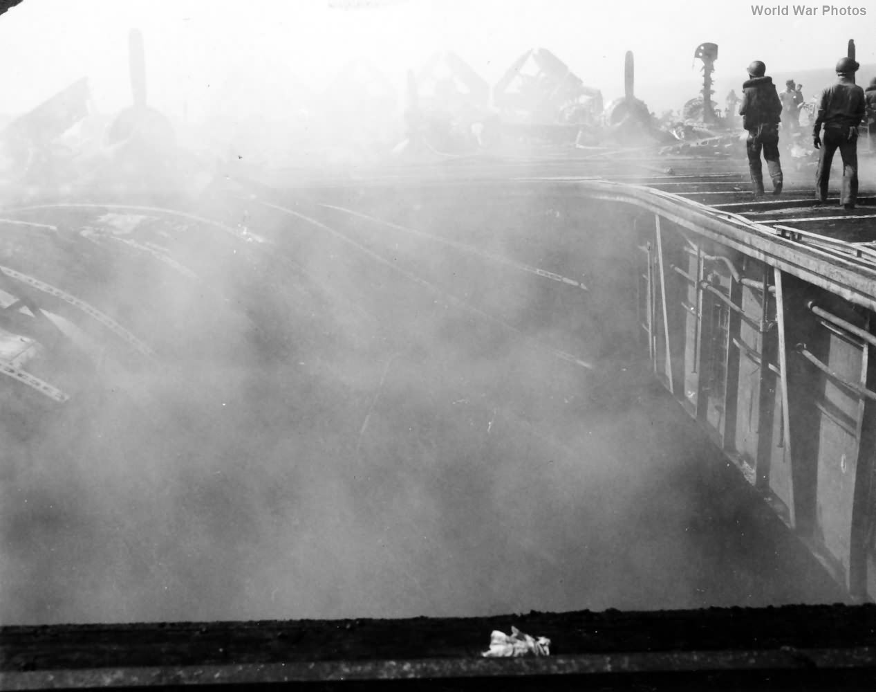 USS Bunker Hill elevator destroyed after attack