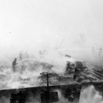 fighting fire on USS Bunker Hill CV-17 Okinawa