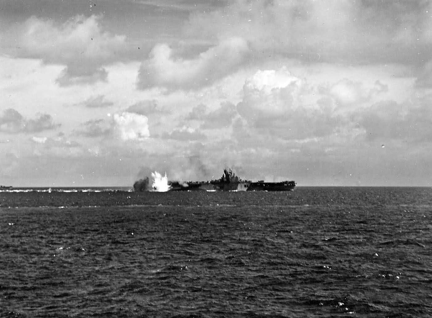 A near miss on the carrier USS Bunker Hill – 19 June 1944