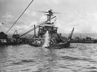 Battleship USS California BB-44 Raised at Pearl Harbor 1942