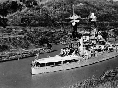 Stern View of Battleship USS California BB-44 in Panama Canal 1936