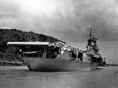 Aircraft Carrier USS Enterprise CV-6 in Panama Canal