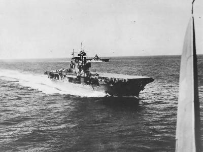 Aircraft carriers USS Lexington CV-16 and USS Enterprise CV-6 1944