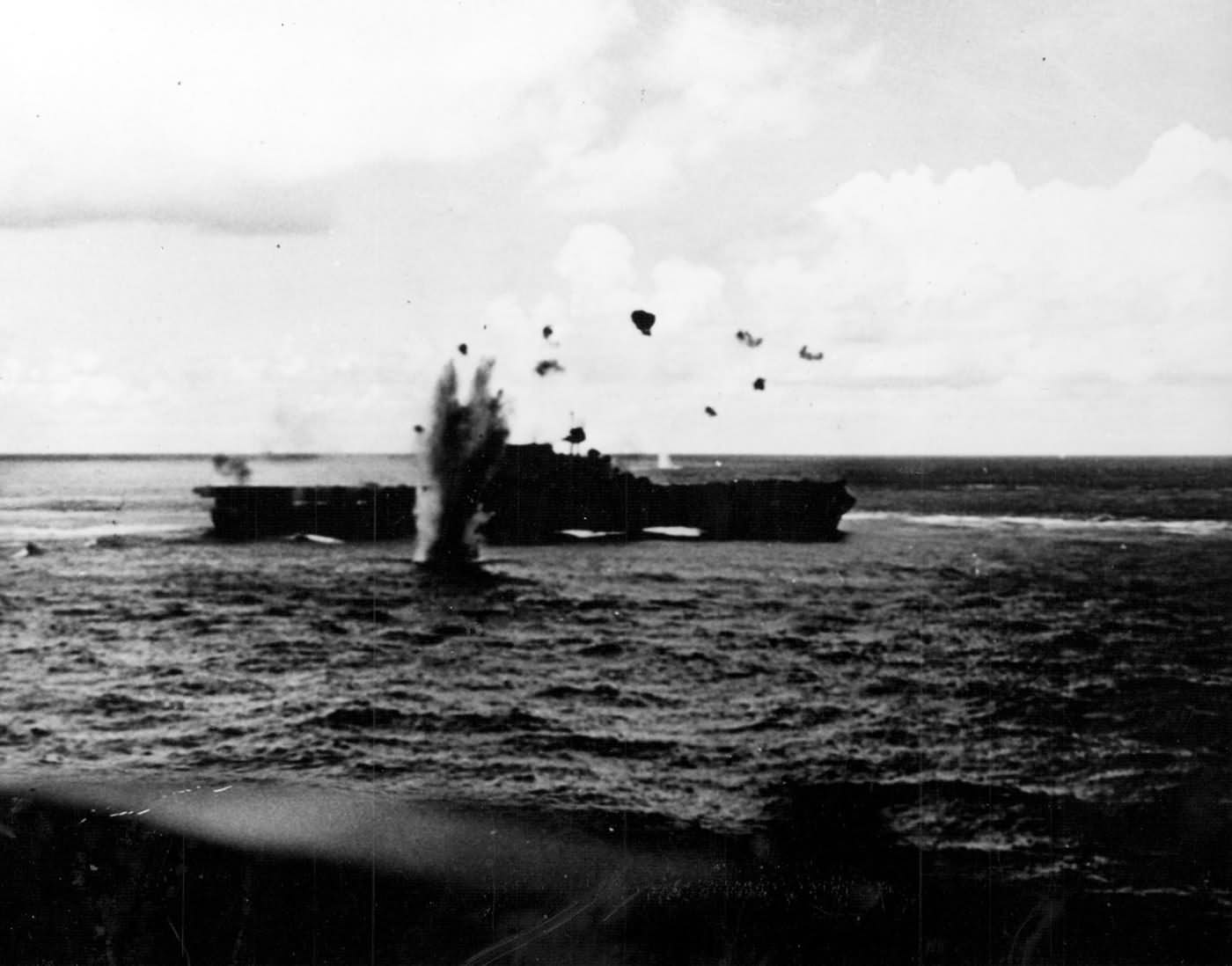 USS Enterprise during an attack by Japanese aircraft at the Battle of Santa Cruz 26 October 1942