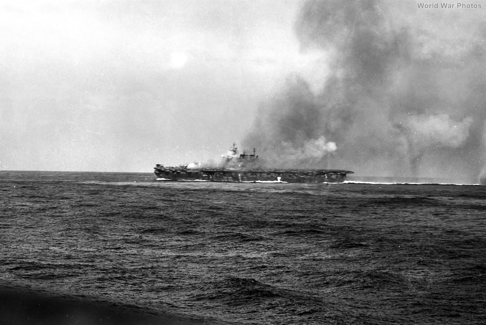 Enterprise takes a Kamikaze hit Okinawa 14 May 1945