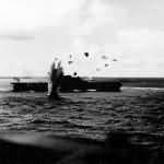 USS Enterprise during an attack by Japanese aircraft at the Battle of Santa Cruz 26 October 1942