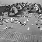 Sailors Sunbathing on Flight Deck of USS USS Enterprise CV-6 1945