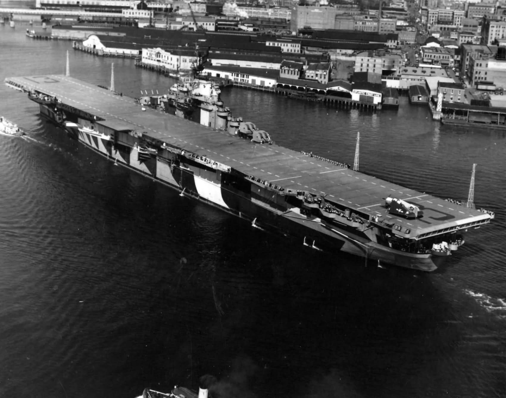 USS Franklin Elizabeth River near the Norfolk Navy Yard 1944