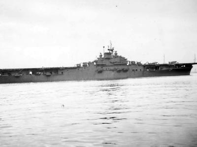 USS Franklin CV-13 anchored at the Puget Sound Navy Yard 1945 2