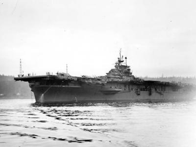 USS Franklin anchored at the Puget Sound Navy Yard 1945