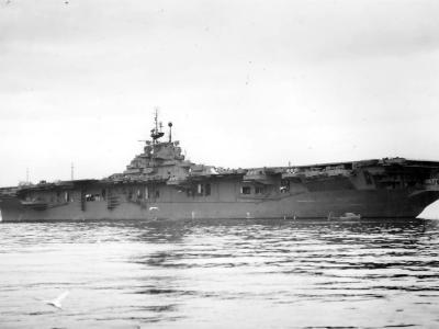 USS Franklin CV-13 anchored at the Puget Sound Navy Yard January 1945