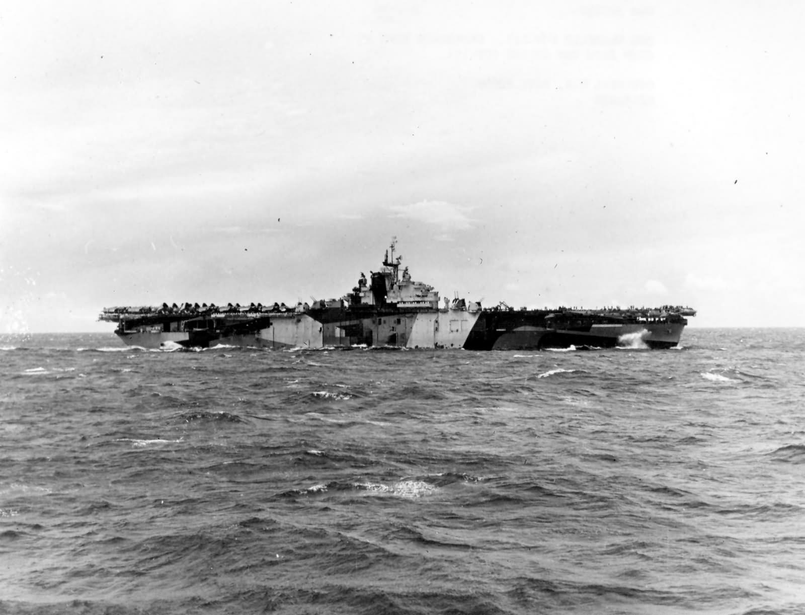 USS Franklin CV-13 underway in the Pacific January 1944