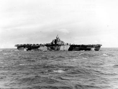 USS Franklin CV-13 underway in the Pacific January 1944