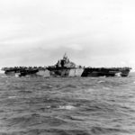 USS Franklin CV-13 underway in the Pacific January 1944