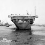 USS Franklin at the Norfolk Navy Yard stern 1944