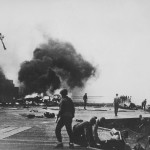 Bomb Explodes Aboard USS Hancock CV-19 1945