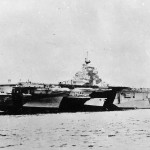 Carrier USS Hancock CV-19 in camouflage