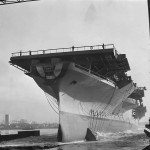 Launch of US Aircraft Carrier USS Hancock CV-19 24 January 1944