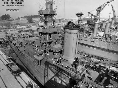 Cruiser USS Indianapolis- aircraft catapult 1942