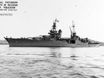 Heavy cruiser USS Indianapolis, Mare Island Navy Yard California 2 May 1943