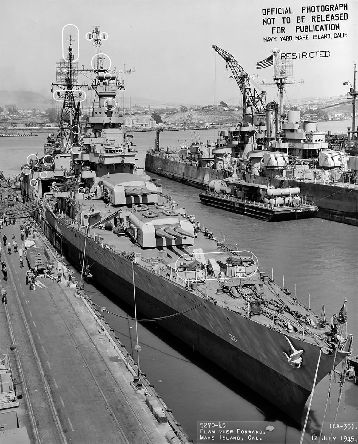 Heavy cruiser USS Indianapolis Mare Island Navy Yard after her final