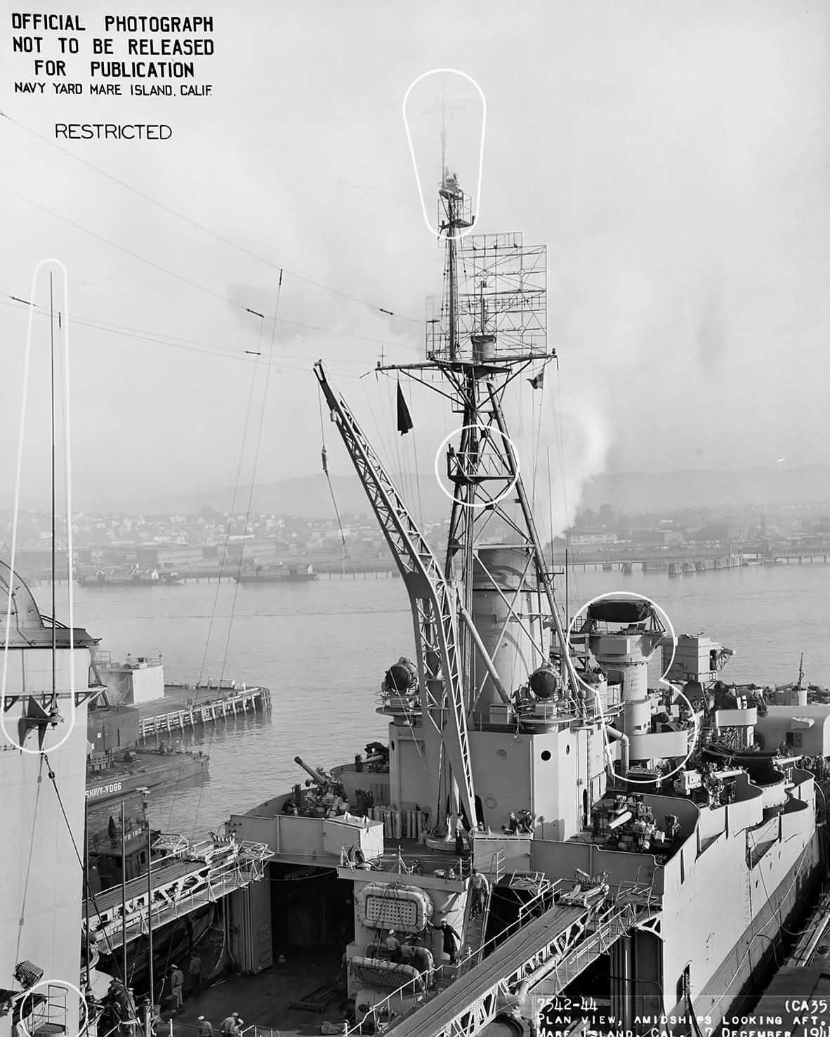 Heavy cruiser USS Indianapolis at the Mare Island Navy Yard December 1944 2