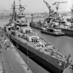 Heavy cruiser USS Indianapolis Mare Island Navy Yard after her final overhaul 12 July 1945