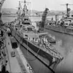 USS Indianapolis (CA-35) at the Mare Island Navy Yard California following overhaul 1 May 1943